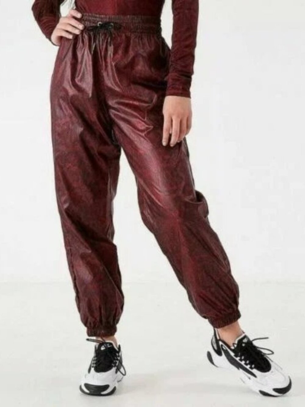 Nike Sportswear Woven Python Print Pants Burgundy Snake Joggers CJ6347-677 Sz XS